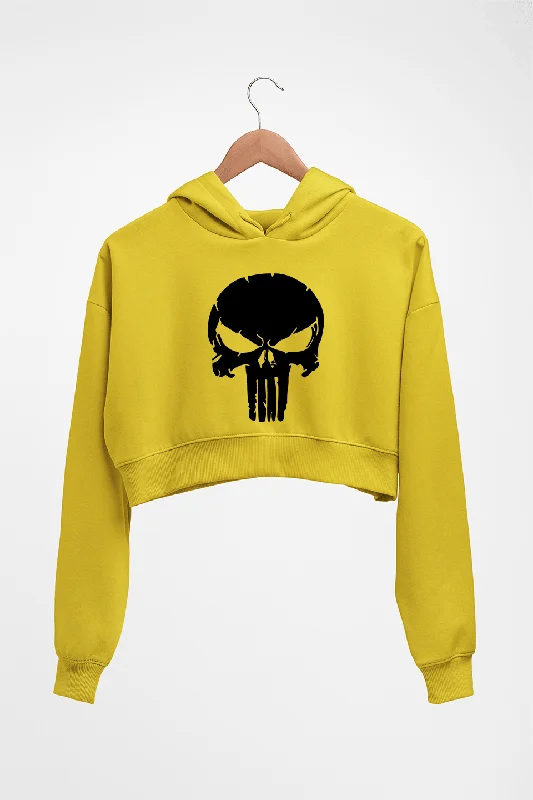 Punisher Crop HOODIE FOR WOMEN Hoodie with Hem Drawcord Adjustable Customizable