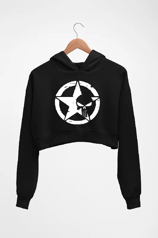 Punisher Crop HOODIE FOR WOMEN Hoodie with Drawcord Adjustable Secure