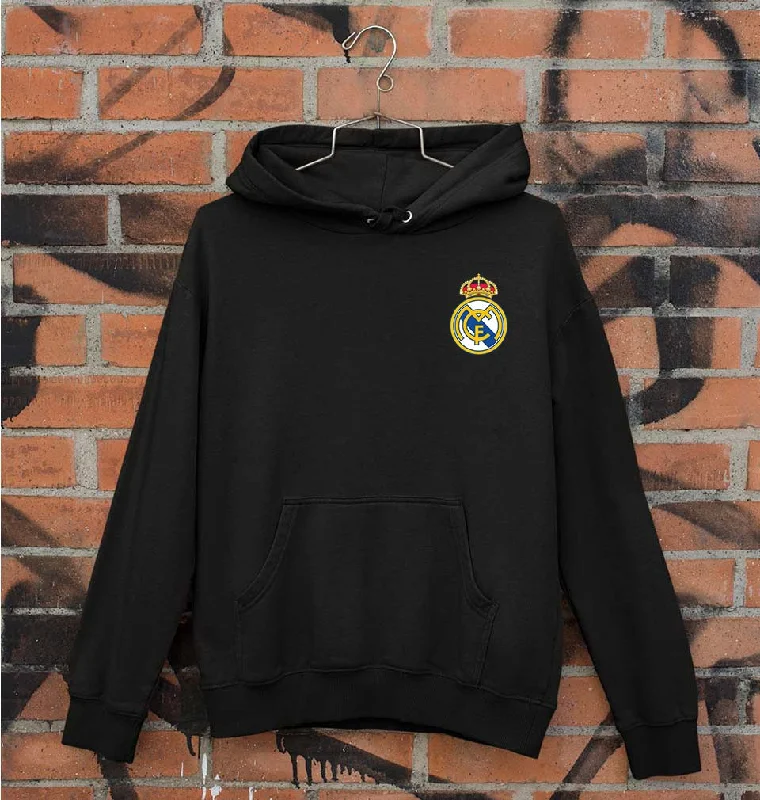 Real Madrid Logo Unisex Hoodie for Men/Women Hoodie with Frayed Bohemian Relaxed