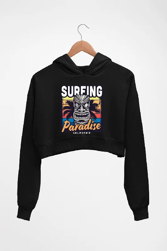 Surfing California Crop HOODIE FOR WOMEN Hoodie with Hem Ribbing Snug Secure