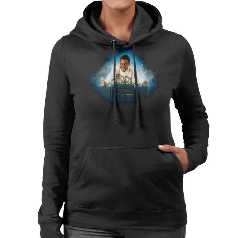 TV Times Andi Peters With A HiFi Thumbs Up Women's Hooded Sweatshirt Hoodie with Slit Hem Functional Movement