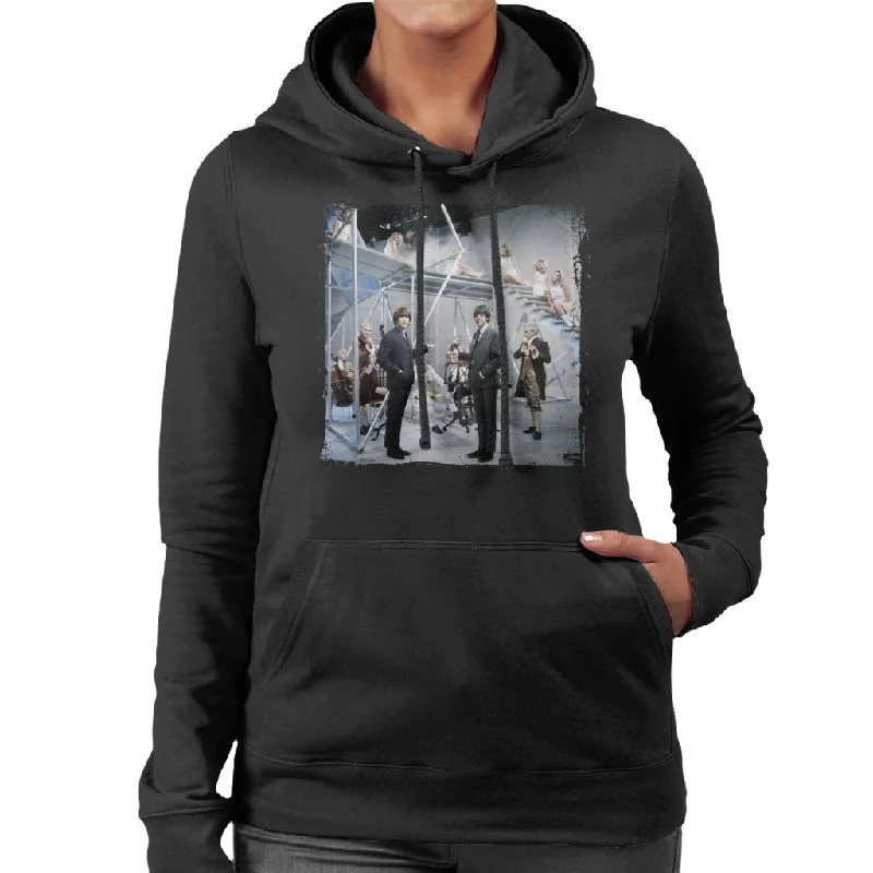 TV Times Beatles Lennon McCartney Orchestra Women's Hooded Sweatshirt Hoodie with Hem Fringe Bohemian Relaxed