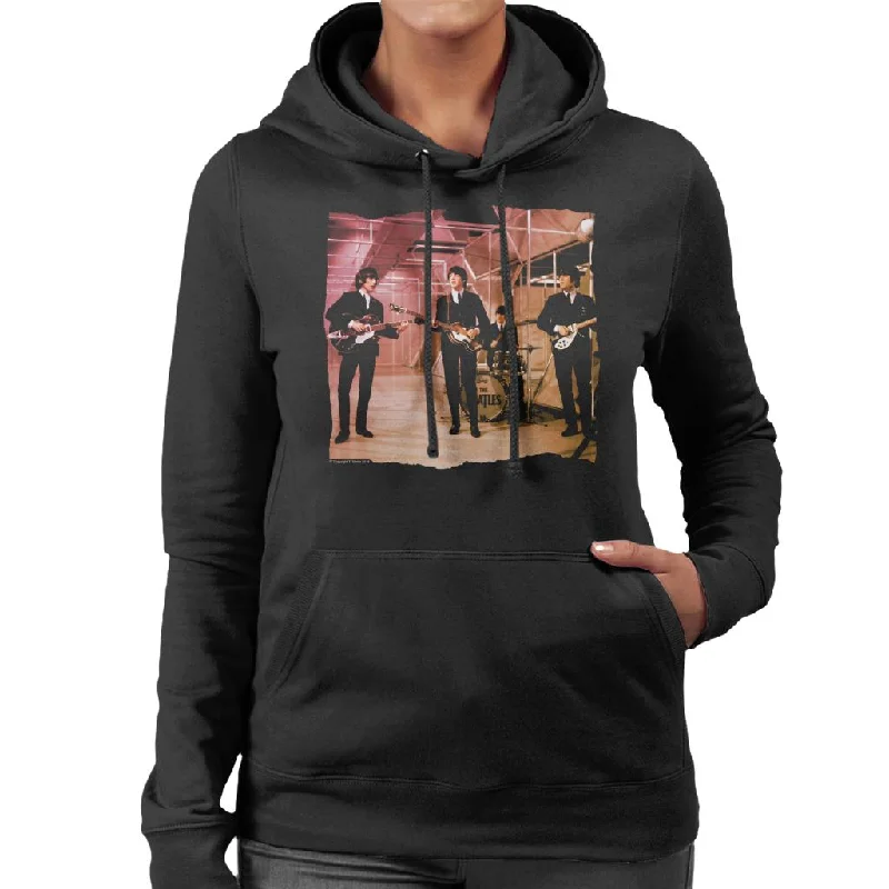 TV Times Beatles Lennon McCartney Show Performance Women's Hooded Sweatshirt Hoodie with Hem Embroidery Detailed Premium