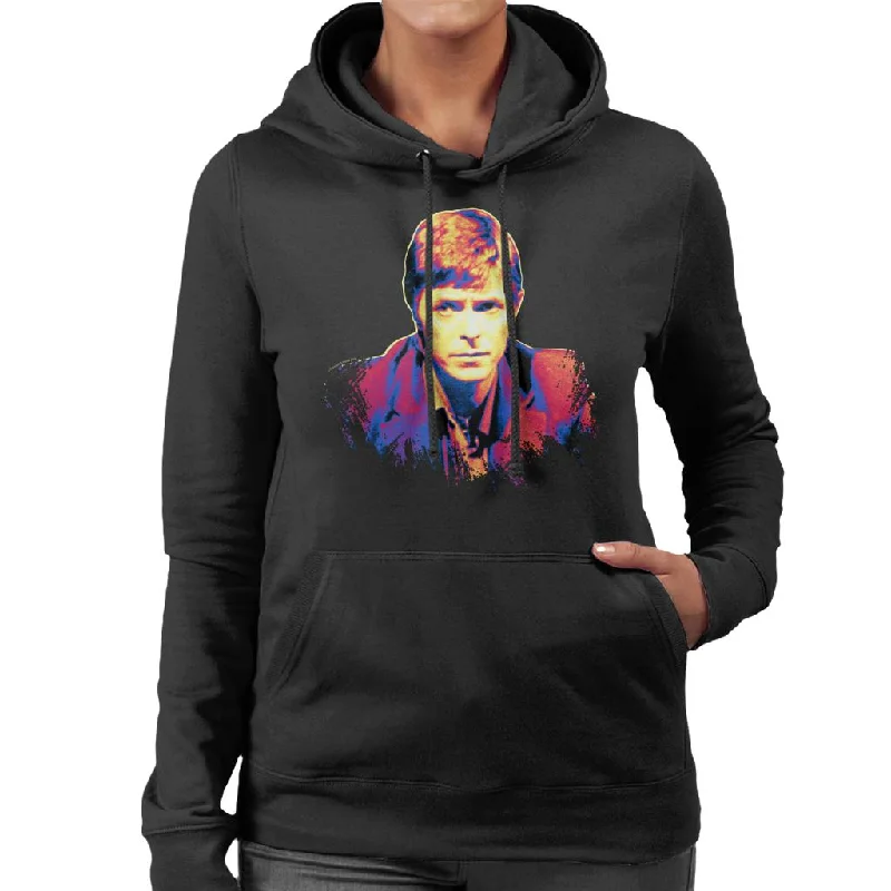 TV Times David Bowie Bing Crosby Show 1977 Pop Art Stylised Women's Hooded Sweatshirt Hoodie with Embroidery Detailed Premium