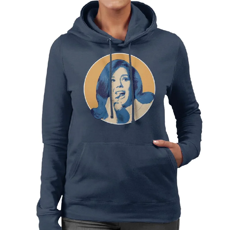 TV Times Diana Rigg Women's Hooded Sweatshirt Hoodie with Metallic Shiny Futuristic