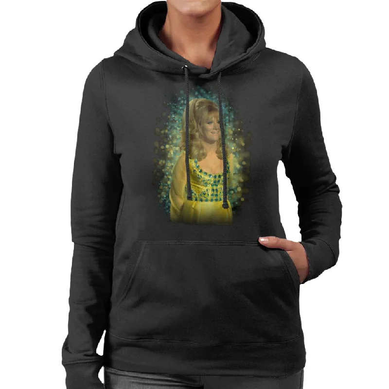 TV Times Dusty Springfield Flare Glow Effect Women's Hooded Sweatshirt Hoodie with Hem Applique Textured Unique