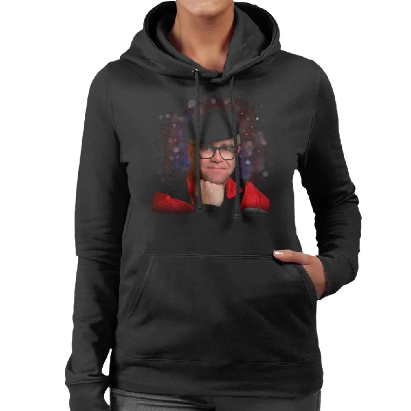 TV Times Elton John Smile Women's Hooded Sweatshirt Hoodie with Patch Decorative Personalized