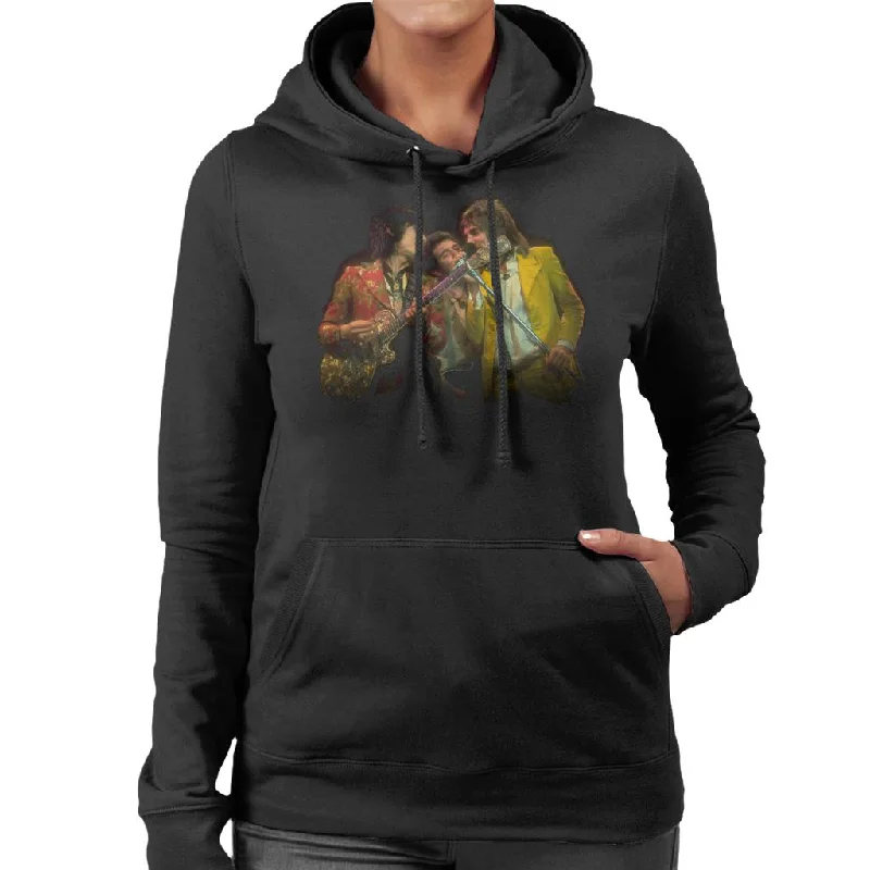 TV Times Faces Rod Stewart And Ronnie Wood Women's Hooded Sweatshirt Hoodie with Rhinestones Sparkly Elegant