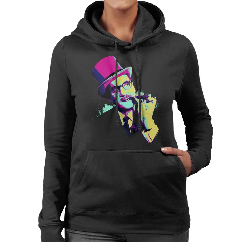 TV Times Groucho Marx 1967 Pop Art Stylised Women's Hooded Sweatshirt Hoodie with Metallic Shiny Futuristic