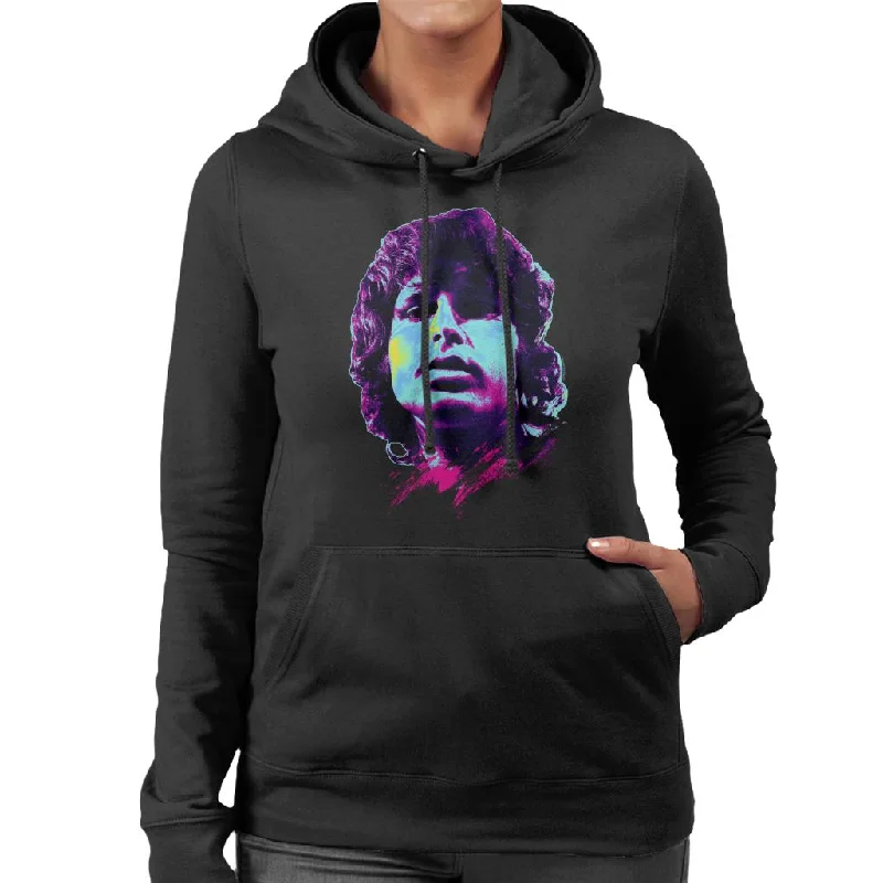 TV Times Jim Morrison Retro Pop Art Stylised Women's Hooded Sweatshirt Hoodie with Hem Embroidery Detailed Premium