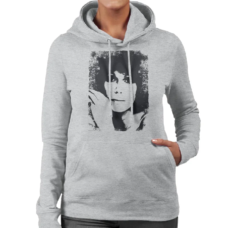 TV Times Joanna Lumley 1976 Women's Hooded Sweatshirt Hoodie with Button Placket Classic Preppy