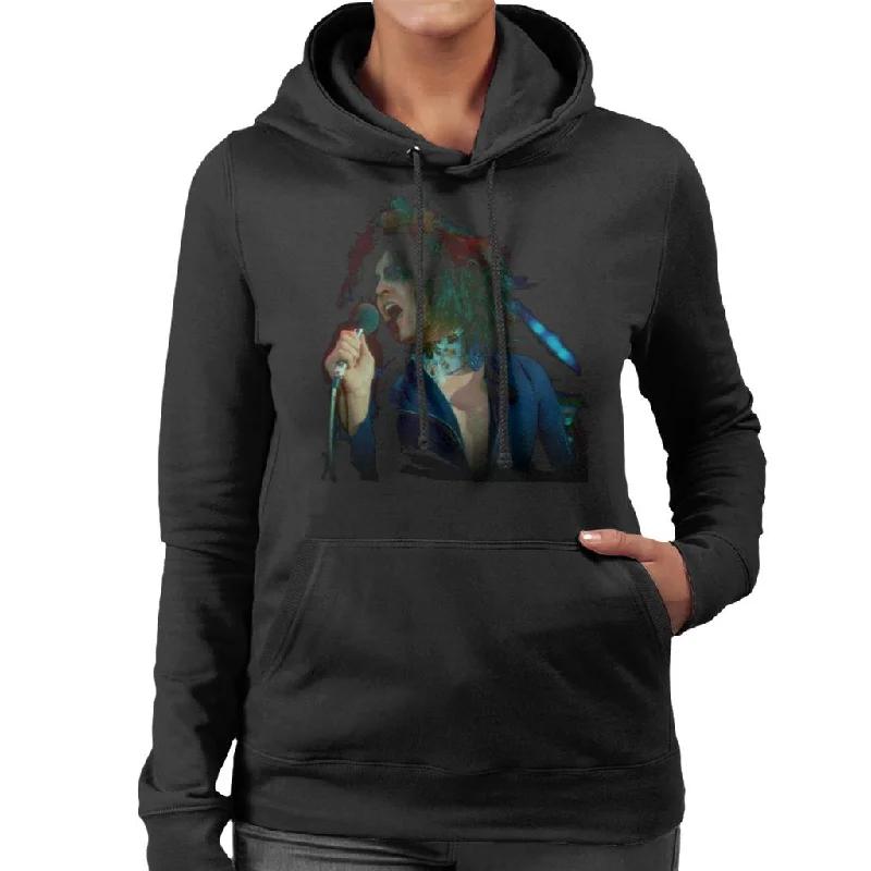 TV Times Marc Bolan Singing On Supersonic T Rex Women's Hooded Sweatshirt Hoodie with Button Classic Timeless