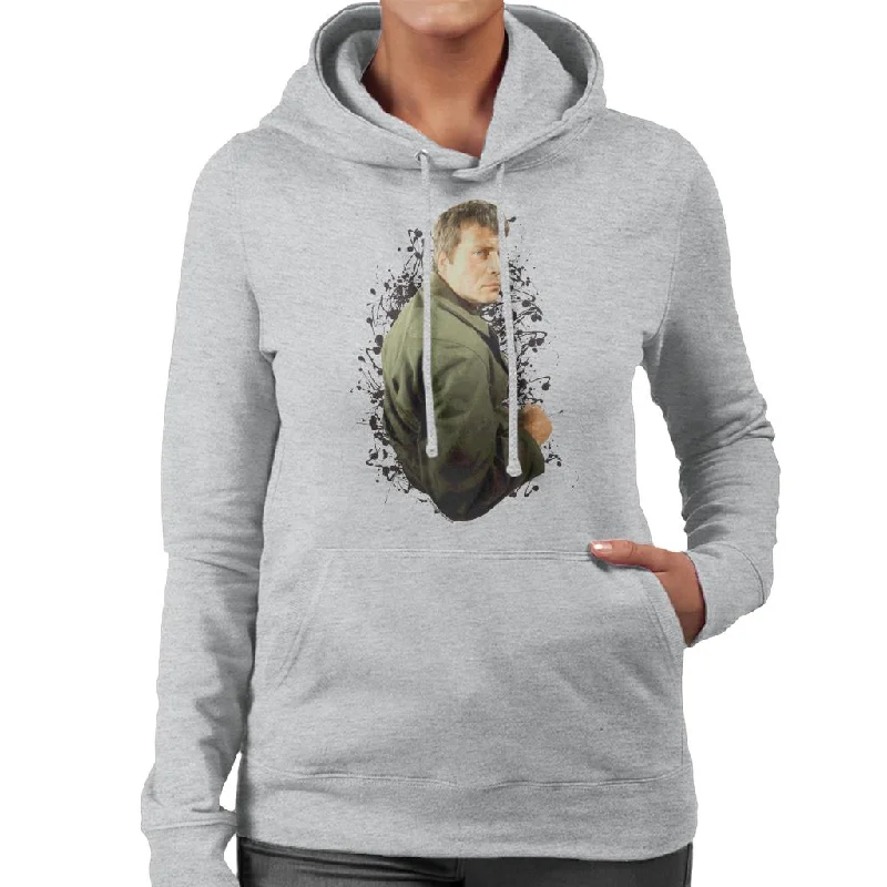 TV Times Oliver Reed 1971 Women's Hooded Sweatshirt Hoodie with Frayed Bohemian Relaxed