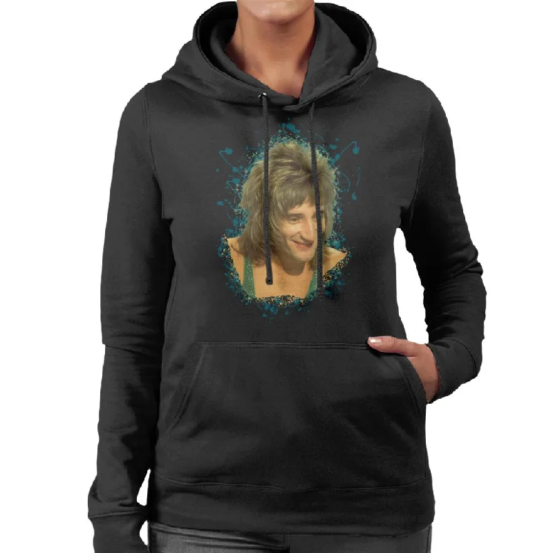 TV Times Rod Stewart Sparkly Vest Women's Hooded Sweatshirt Hoodie with Tie-Dye Psychedelic Retro