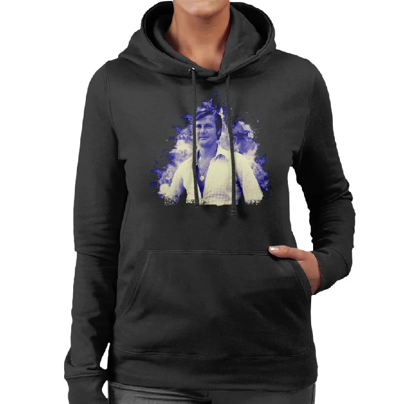 TV Times Roger Moore In The Persuaders Women's Hooded Sweatshirt Hoodie with Hem Applique Textured Unique