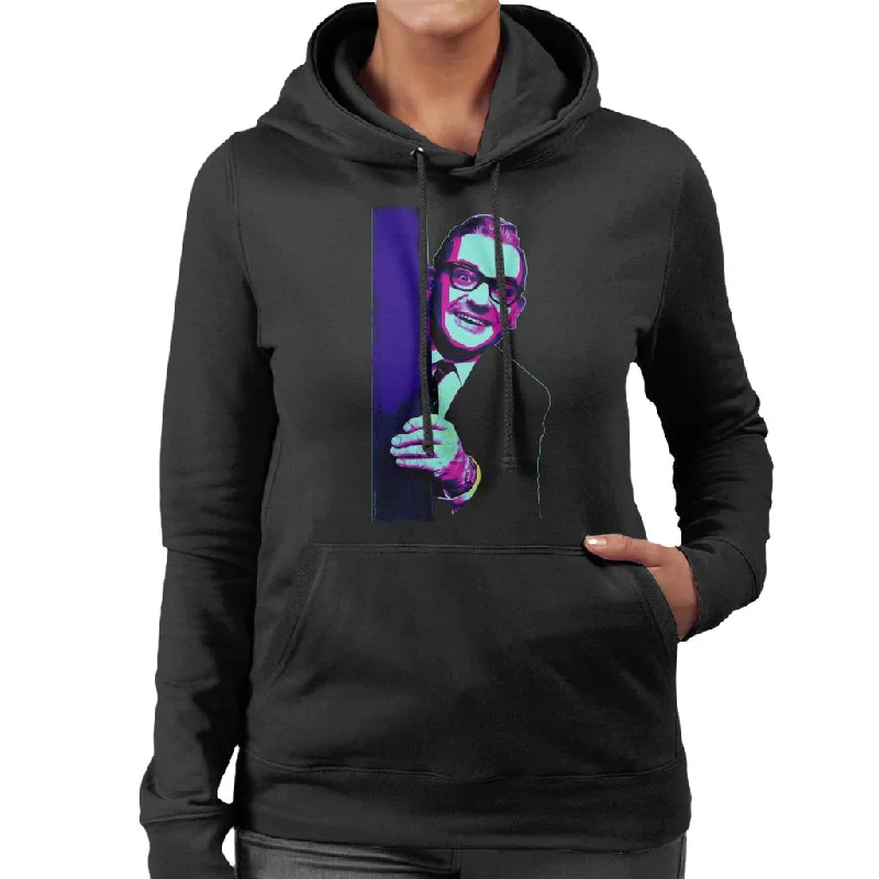 TV Times Ronnie Barker 1968 Pop Art Stylised Women's Hooded Sweatshirt Hoodie with Full-Zip Functional Layering