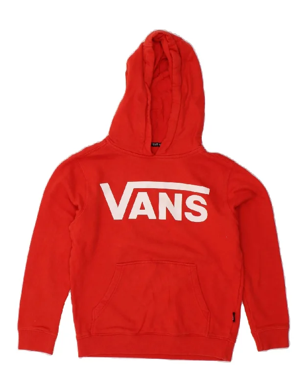 VANS Boys Graphic Hoodie Jumper 12-13 Years Small Red Cotton Cotton Hoodie Fleece Lining Warmth