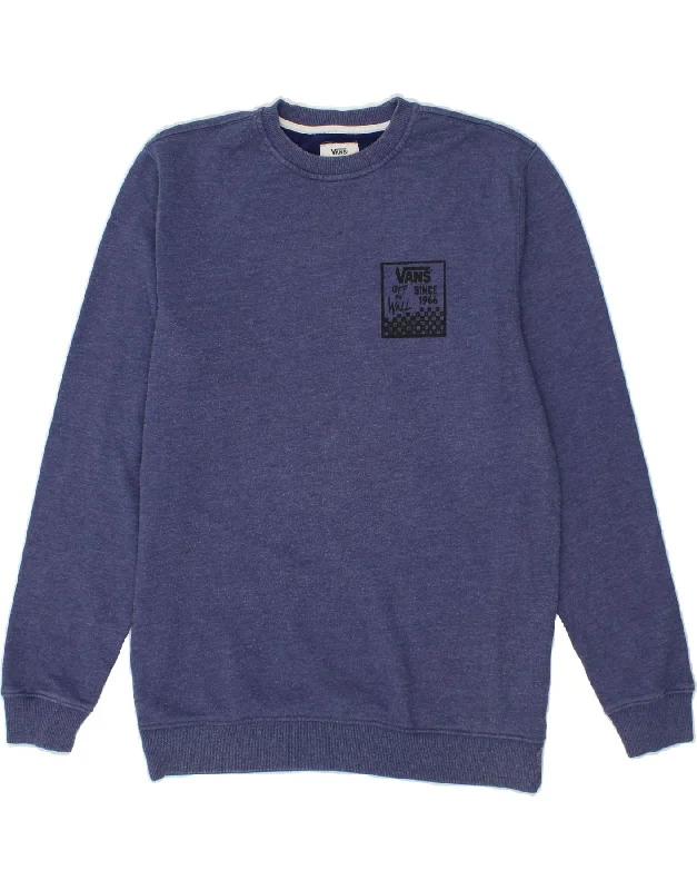 VANS Mens Graphic Sweatshirt Jumper Medium Navy Blue Cotton Hoodie with Magnetic Closure Innovative Modern