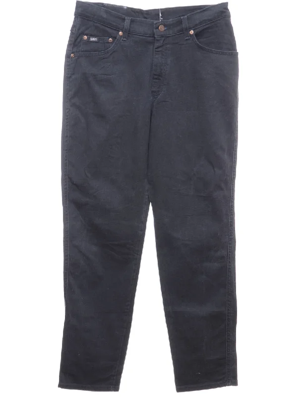 Black Lee Jeans - W32 L32 Comfortable Distressed Straight-Leg Jeans