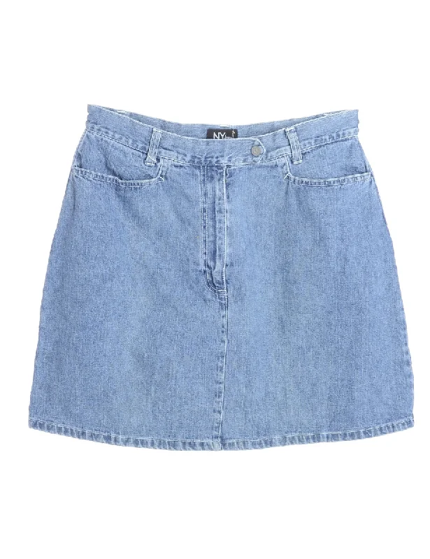 1990s Mini Denim Skirt - L zip skirt side