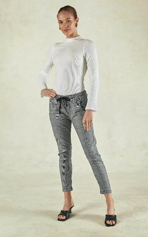 Active Cobalt Blue Check Jeans Chic Vintage-Inspired Denim Jeans