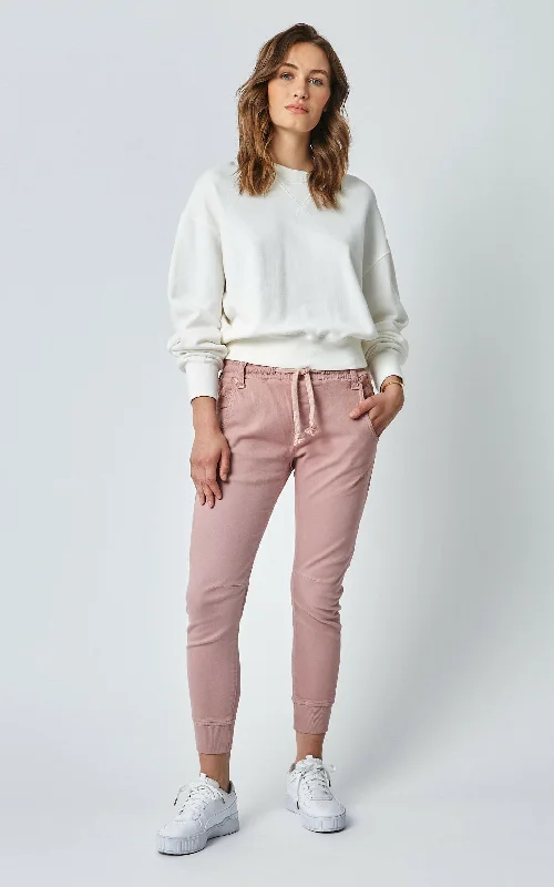 Active Pink Clay Jeans Fashionable Cropped Denim Jeans