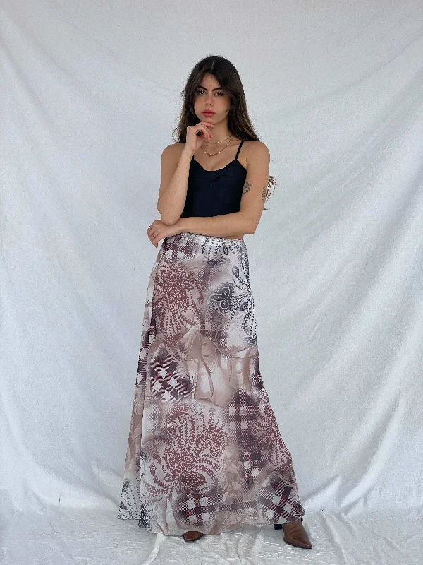 Beautiful 90s Le Mirage Printed Maxi Skirt vintage skirt charm