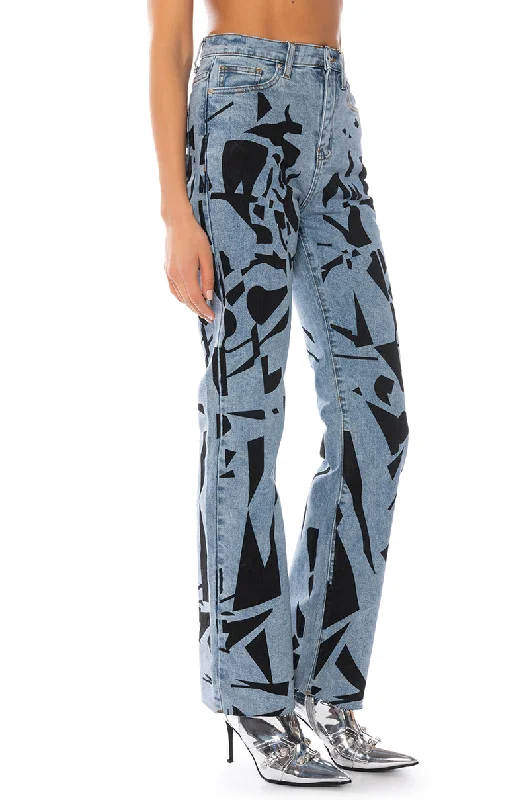 BETTER OFF PAINTED RELAXED FIT JEANS Fashionable Straight Fit Denim