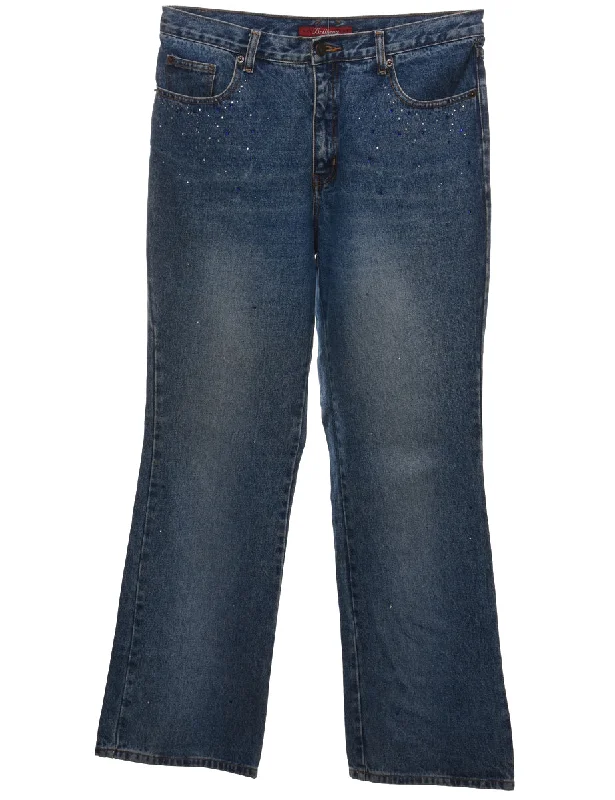 Bill Blass Flared Jeans - W35 L32 Comfortable Zip-Up Skinny Jeans