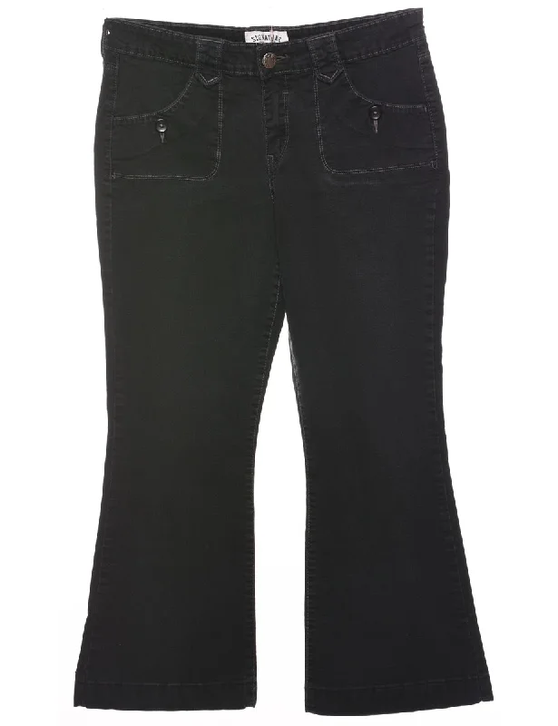 Black Flared Jeans - W32 L27 Cozy Stretch High-Waist Jeans