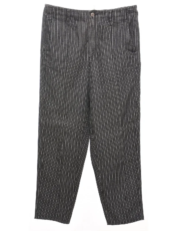 Black & Grey Striped Tapered Jeans - W32 L28 Casual Straight-Leg Jeans