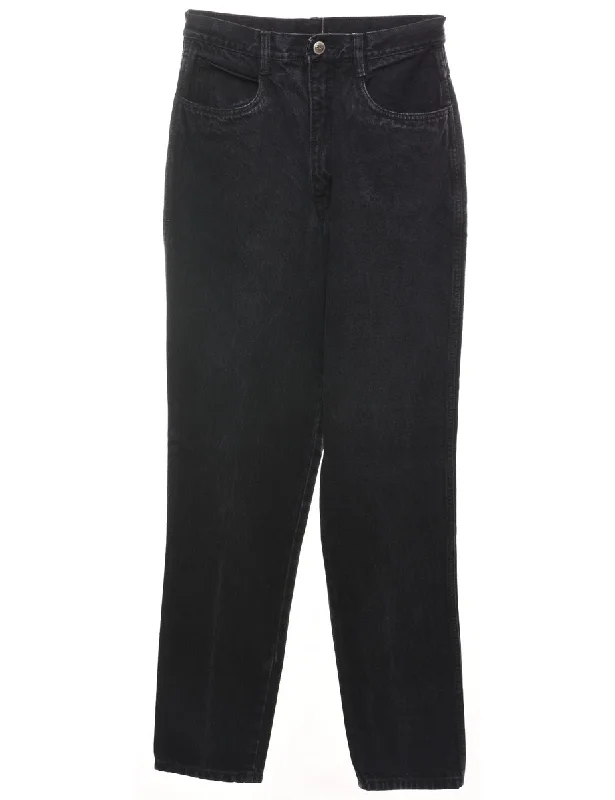 Black High Waist Tapered Jeans - W26 L31 Cozy Relaxed Fit Jeans