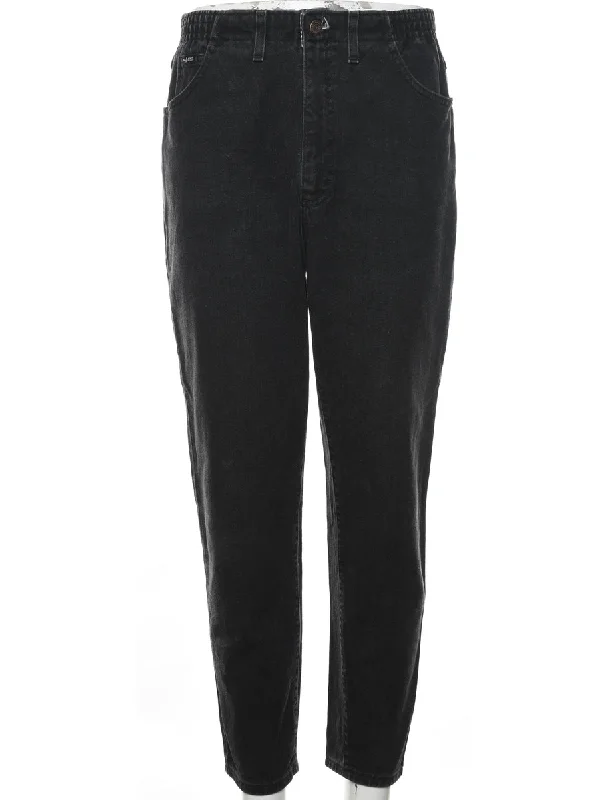 Black Lee Elastciated Jeans - W28 L28 Cozy Tencel Blend Denim Jeans