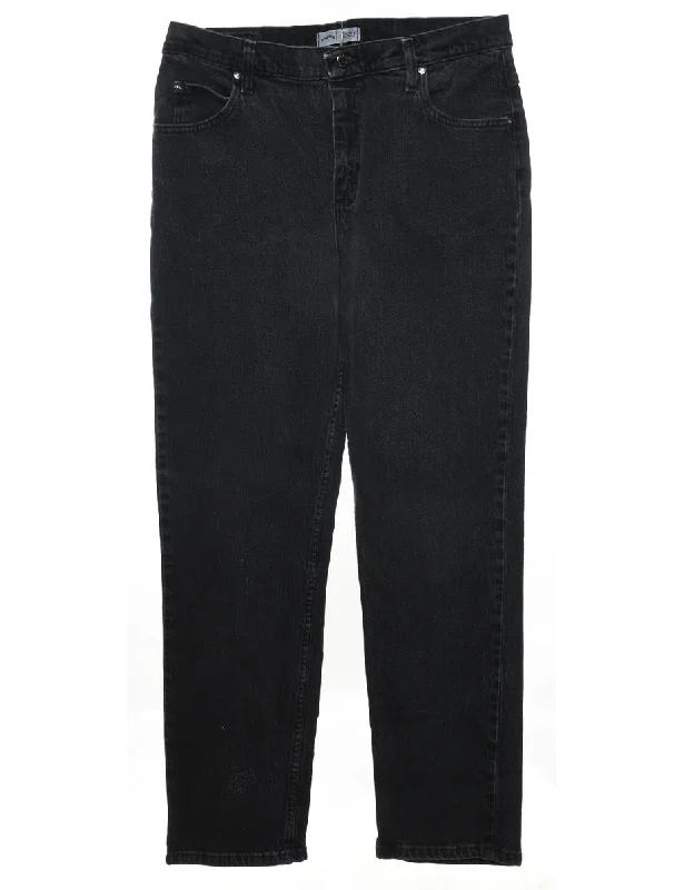 Black Lee Tapered Jeans - W32 L30 Cozy Stretch High-Waist Jeans