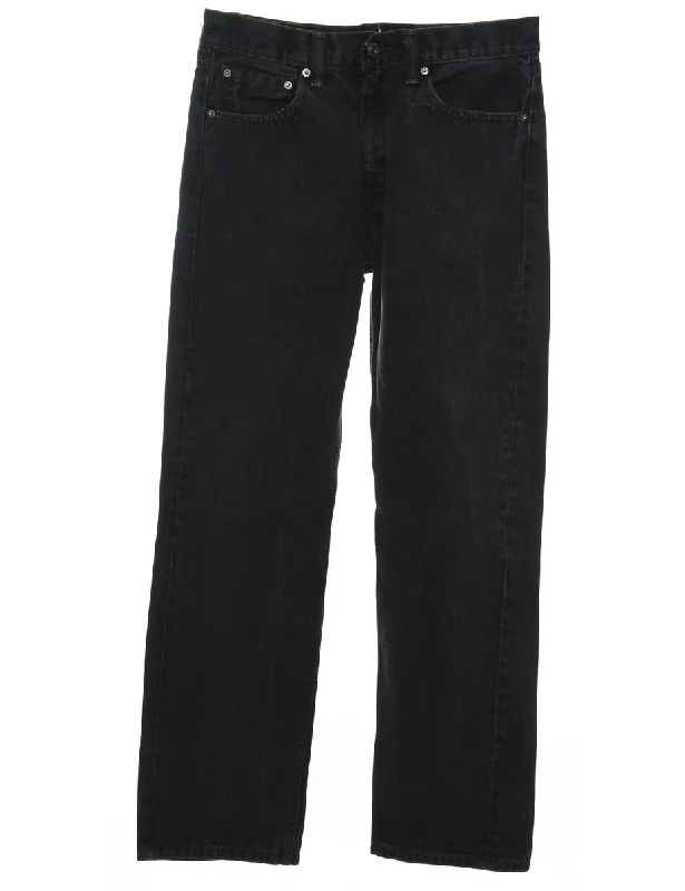 Black Levi's 505 Straight-Fit Jeans - W31 L32 Trendy Button-Up High-Waist Jeans