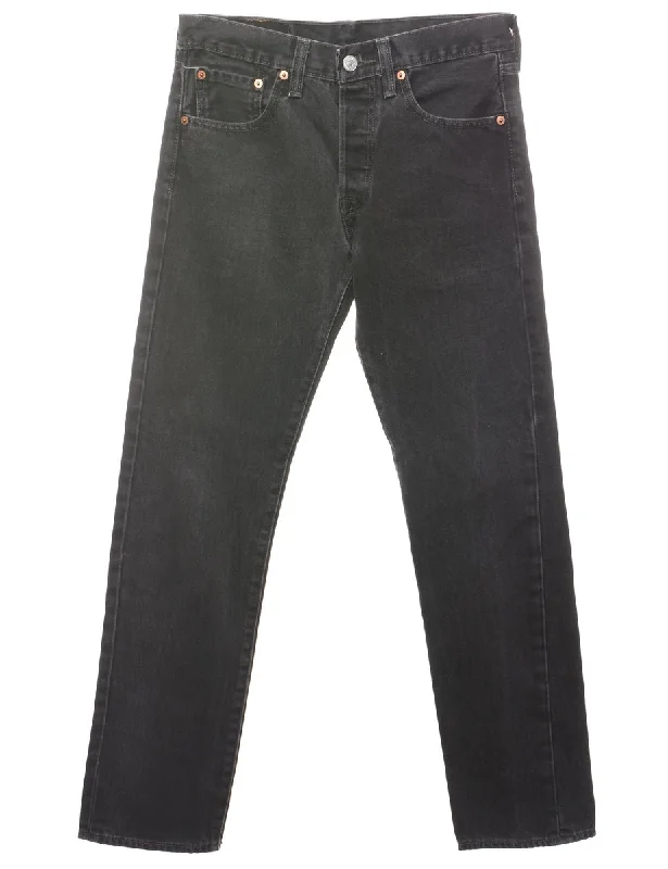 Black Levi's Straight-Fit 501 Jeans - W28 L30 Trendy Low-Rise Slim Jeans