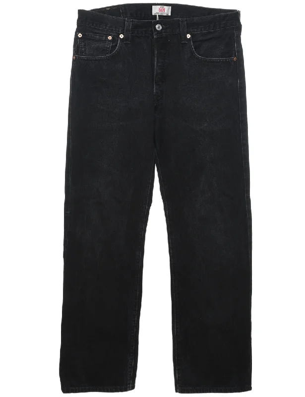 Black Levi's Straight-Fit 501 Jeans - W34 L32 Elegant High-Waisted Flared Jeans