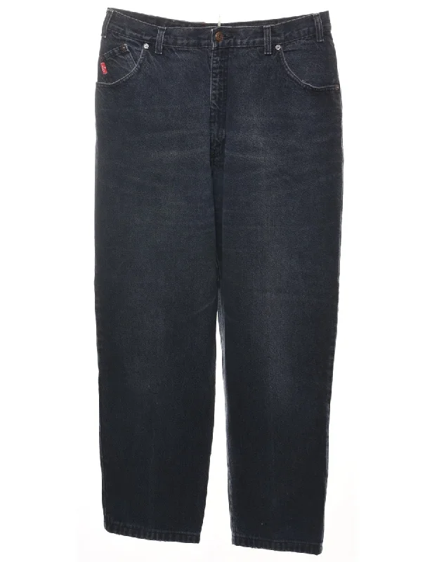 Black Relaxed Fit Tapered Jeans - W32 L28 Casual Skinny Fit Jeans