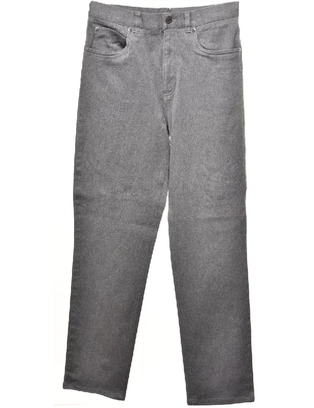 Black Straight Fit Jeans - W27 L29 Trendy Patchwork Denim Jeans