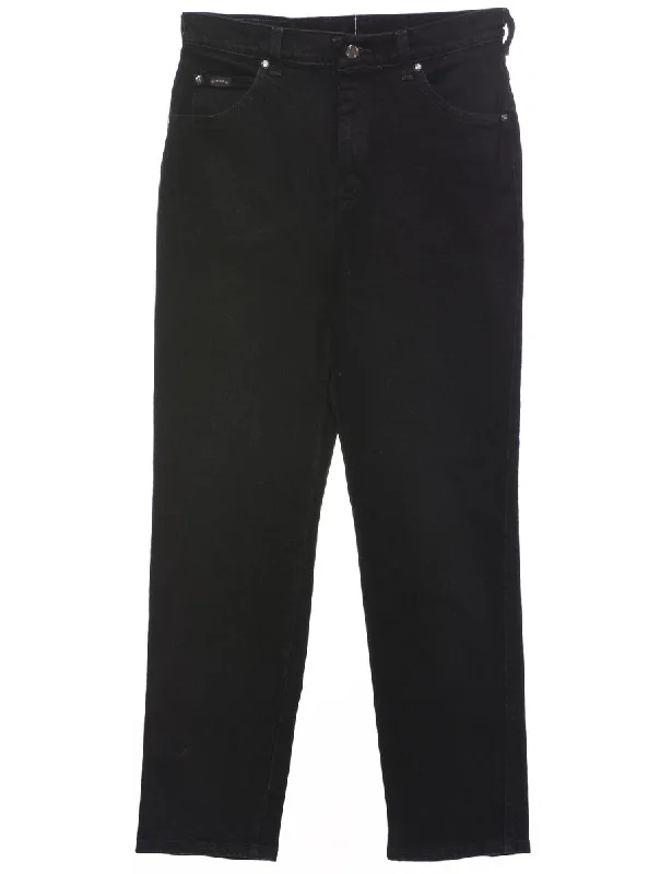 Black Straight Fit Jeans - W30 L29 Casual Distressed Denim Jeans