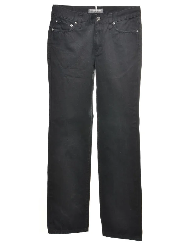 Black Straight Fit Jeans - W31 L33 Comfortable Flare Leg Jeans