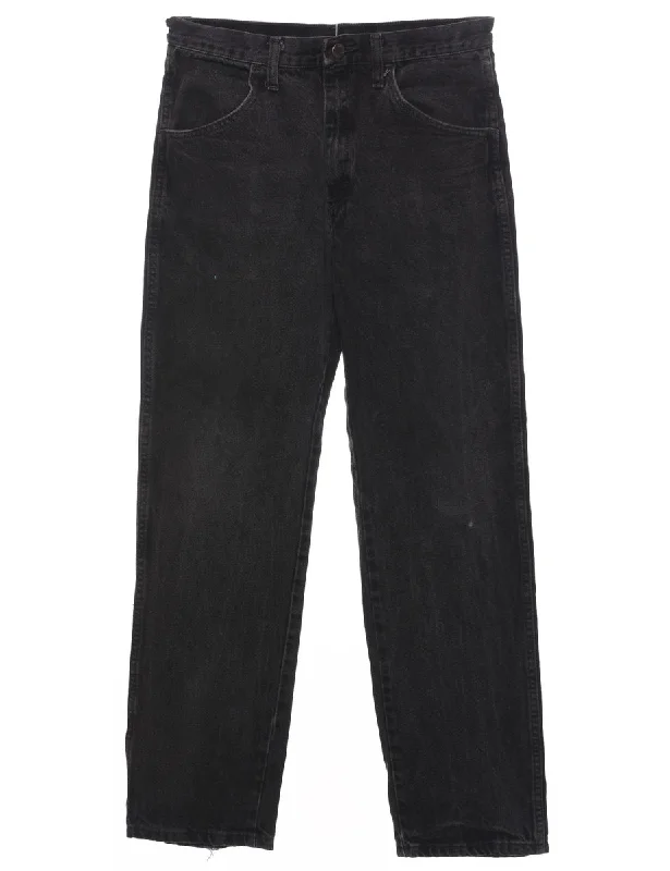 Black Straight Fit Jeans - W32 L32 Elegant Tapered Leg Denim
