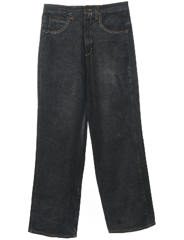 Black Straight Fit Jeans - W32 L32 Chic Vintage-Inspired Denim Jeans