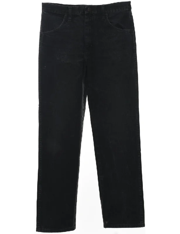 Black Straight Fit Jeans - W32 L32 Casual Distressed Skinny Jeans