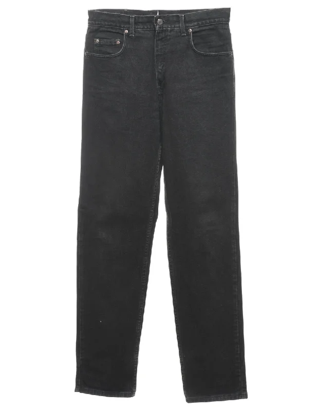 Black Straight Fit Jeans - W32 L34 Fashionable Slim Fit Jeans