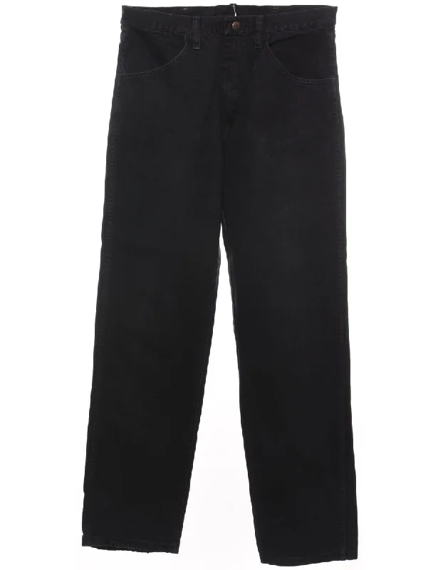 Black Straight Fit Jeans - W33 L32 Comfortable Jogger Style Jeans