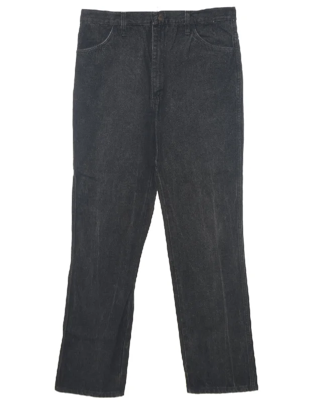 Black Straight Fit Jeans - W36 L32 Trendy Wide-Legged High-Waist Jeans