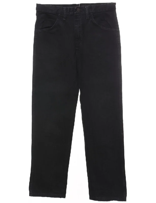 Black Straight-Fit Rustler Jeans - W33 L30 Cozy Relaxed Fit Denim Jeans