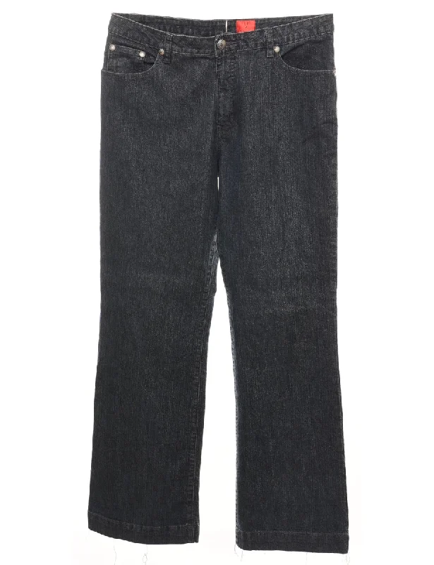 Black Straight-Fit Sparkly Jeans - W34 L28 Trendy Classic Fit Jeans