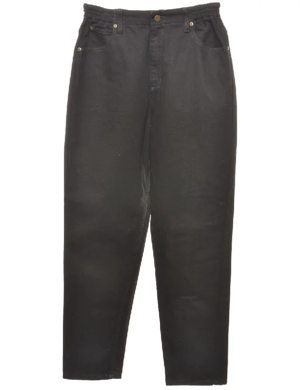 Black Tapered Jeans - W28 L28 Chic Double Waistband Jeans